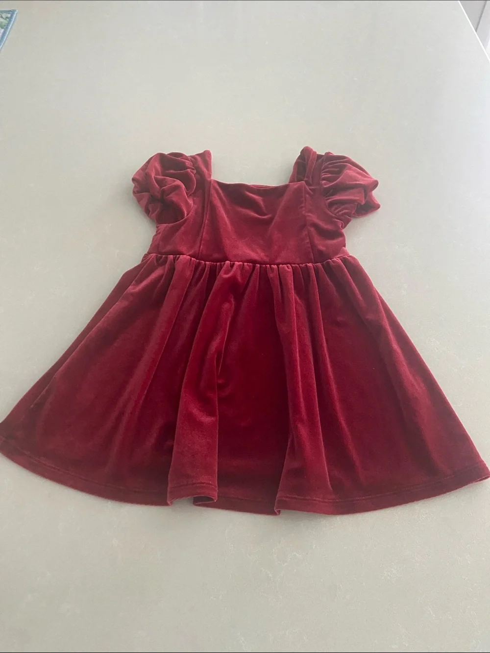 GAP Velvet Puff Sleeve Dress in Wine Red 3T